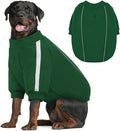 Queenmore XL Christmas Dog Sweater, Cozy Fleece Dog Sweatshirt, Warm Winter Fleece Jacket for Small, Medium & Large Dogs with Leash Hole/Reflective Stripes Green