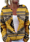 HOTYD Aztec Print Cardigans Sweaters for Women Crewneck Graphic Button Cardigan Casual Chunky Knit Sweater Fall Outfits
