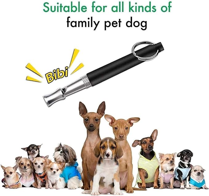 2 Pcs Dog Ttraining Whistles，Adjustable Silent Dog Whistle，with Lanyard，Black and White