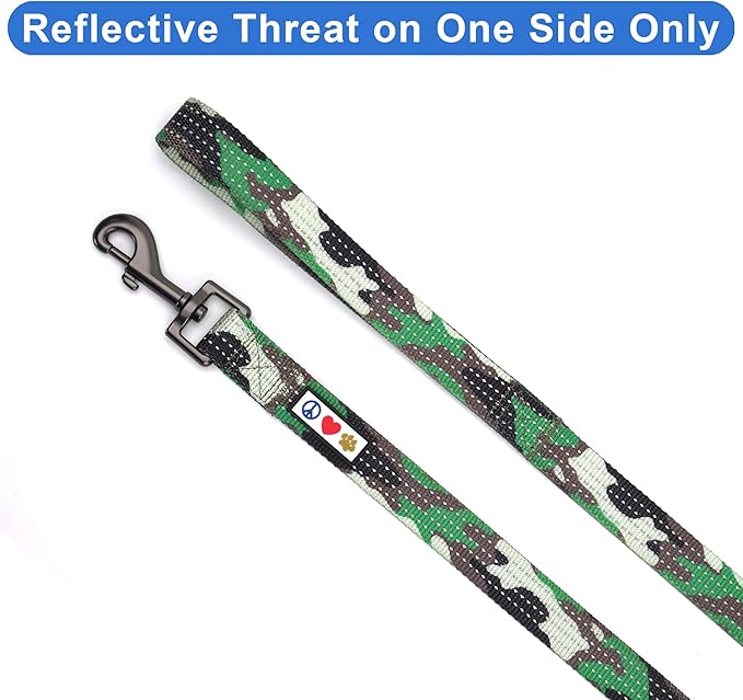 Pawtitas 6 FT Puppy Dog Leash - Comfortable Handle, Highly Reflective, Heavy Duty Training Leash - Available in Small, Camo Green