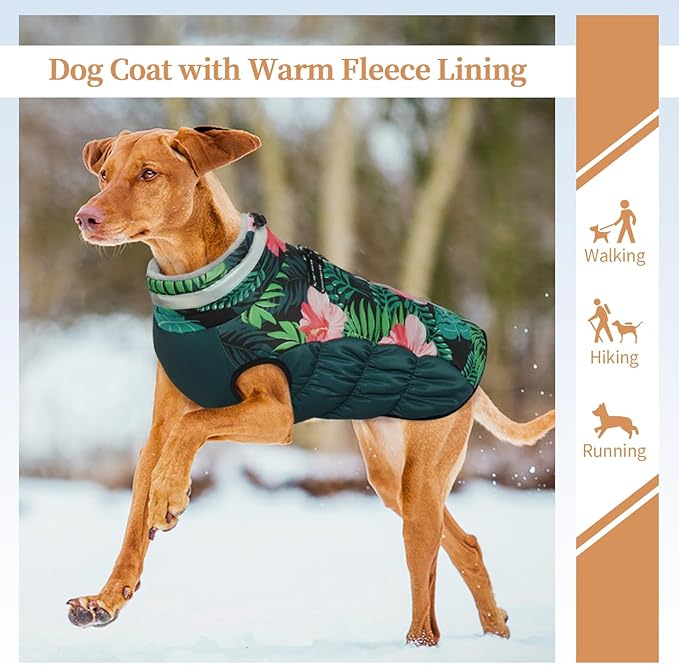 Dog Coats for Large Dogs,XL Dog Coat,Warm Fleece Winter Coat with D-Ring,Back Zipper Pet Jacket for Large Dogs,Waterproof Pet Snow Jacket Clothes Snowsuit Beagle Corgi Border Collie,XL