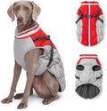 Dog Winter Coat with Harness, Dog Jacket, Pet Clothes with Zipper on Back, Waterproof Windproof Warm Vest, Reflective Cold Weather Coats, for Small Medium Large Dogs, Thick, Red, 3XL