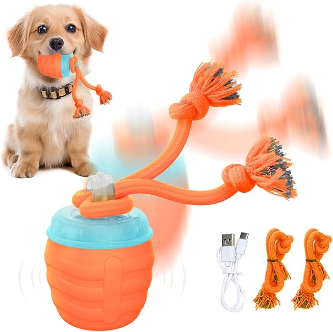 Interactive Dog Toys, [2025 Newly Upgraded] Interactive Dog Ball for Small Dogs, Automatic Moving Dogs Toy Wicked Ball for Boredom & Training, Play Music, USB Rechargeable(Orange)
