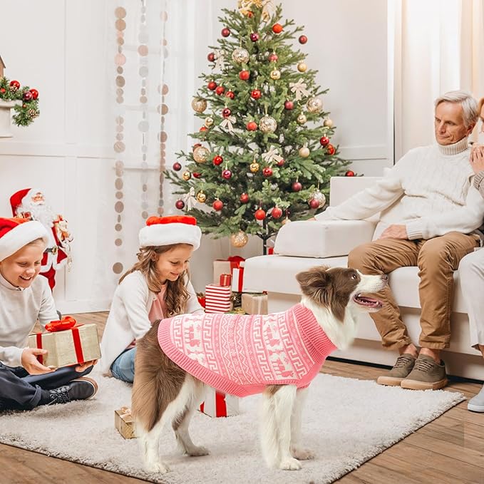 SCENEREAL Turtleneck Dog Sweater for Small Medium Large Dogs Girls Boys, Knit Pet Pullover Puppy Clothes Cold Weather Coats, Holiday Outfits Sweatshirt for Christmas, Pink S