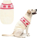 Warm Winter Pink Dog Sweater - Cold Weather Pet Clothes for Small Medium Large Dogs Indoor Outdoor, Soft Classic Knit Puppy Apparel Coat, White, XL