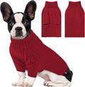 Small Dog Thermal Pullover Sweater, Classic Turtleneck Cable Knitwear Dog Clothes for Cold Weather Warm Pet Clothes for Chihuahua, Bulldog, Dachshund, Pug Red X-Large
