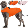 Dog Coat with Harness Built in -Orange,XL- Fleece Lined Dog Snow Jacket Snowsuit，Adjustable Reflective Winter Warm Cold Weather Coat