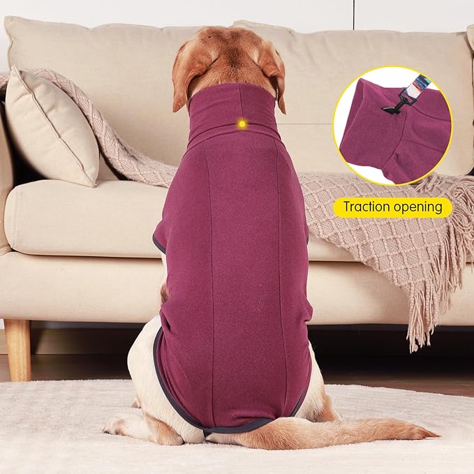 Dog Sweater Pullover Cold Weather Vest for Dogs Dog Sweatshirt & Jacket for Indoor and Outdoor Use (Large, Wine red)