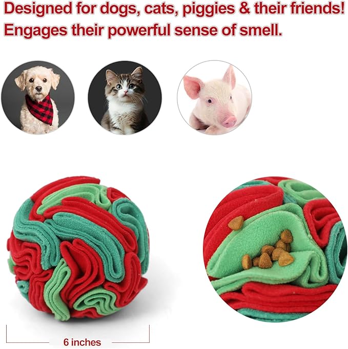 Snuffle Ball for Dogs - Interactive Dogs Toys to Keep Them Busy, Dog Puzzle Toy, Christmas Dog Toys Gifts for Small, Medium, Large Dogs, Training Reward Gift