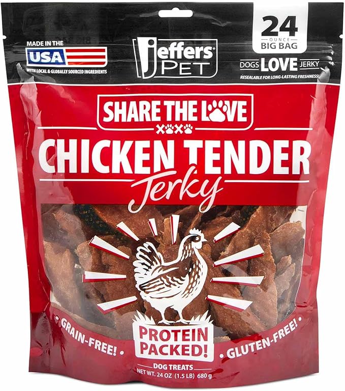 Jeffers Chicken Jerky Dog Treats, 24 oz Bag – Limited Ingredient, Healthy Training Snack, Grain Free, High Protein, 100% Real Chicken, Natural Made in USA, Perfect for Halloween & Christmas - 1 Pack