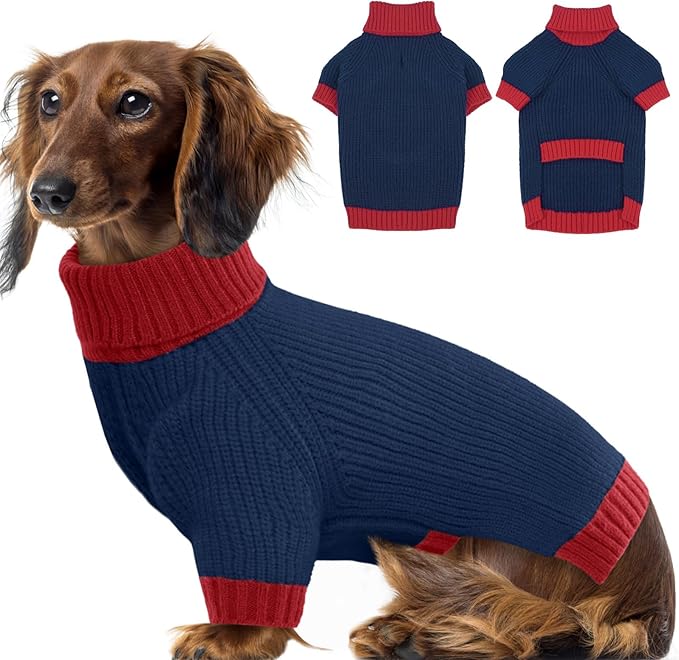Dog Sweater XL, Turtleneck Sweaters for Large Dogs Girl Boy, Thermal Knit Sweatshirt with Leash Hole Easy Walking, Warm Big Dog Christmas Clothes for Beagle, Cocker Spaniel, NavyBlue XL