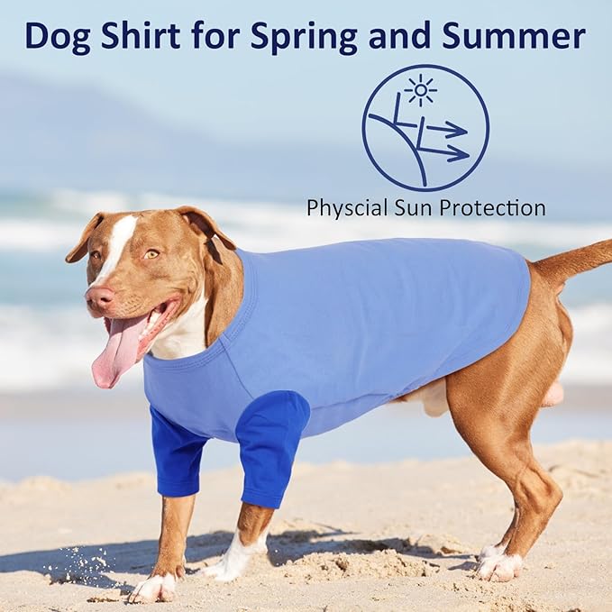 2 Pack X-Large Dog Shirts - Breathable Lightweight Durable Tees, Durable Moisture-Wicking Clothes for Beagle, Bullmastiff, Sleeping Hot Summer Day Outdoor Activities, Travel, Seaside, Blue