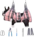 BEAUTYZOO Dog Grooming Hammock for Small Dogs Cat- Dog Sling for Nail Trimming/Clipping- Dog Hanging Harness Holder with Thick Fabric Neck Support & Strap Restraint Claw Care, Pink M