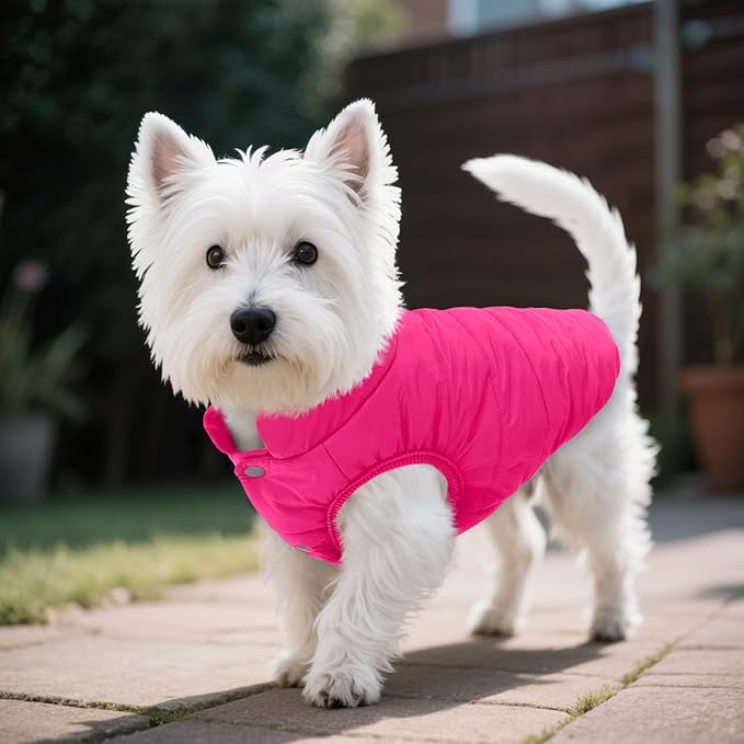 ASENKU Dog Winter Coat - Waterproof Windproof Dog Jacket, Warm Snowproof Doggie Puffer Vest for Cold Weather, Lightweight Snow Coats for Small Medium Large Dogs (Pink, 2XL)