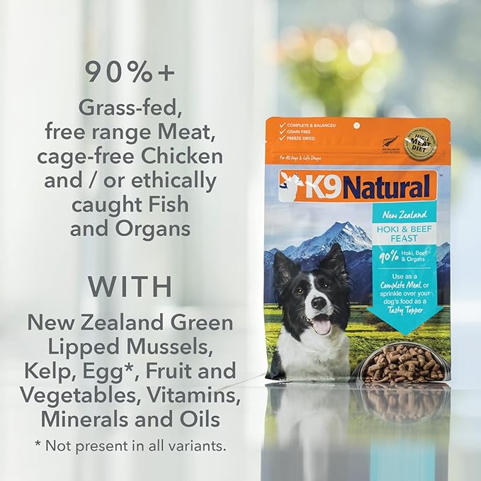 K9 Natural - Grain Free Freeze Dried Dog Food - Hoki & Beef, 4lb