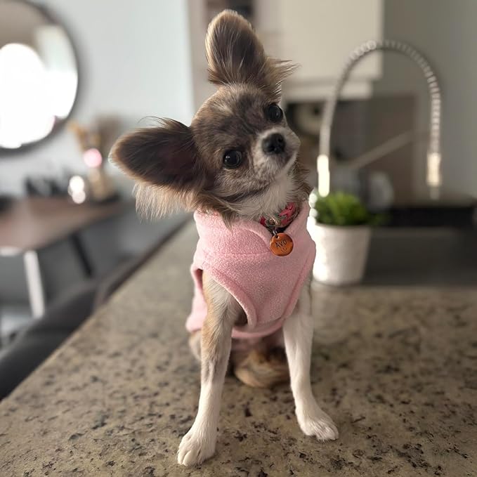 JACKO & CO - Fleece Vest Dog Sweater with Leash Ring - Soft, Warm & Lightweight Pullover Coat for Small & Medium Dogs, Puppies & Cats - Cozy Fall/Winter/Spring Pet Jacket (Pink Lemonade, XXL 25-35lbs)