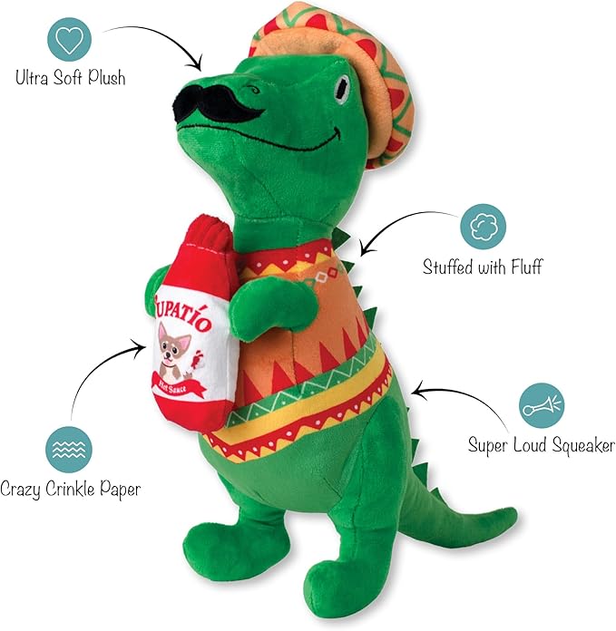 Fringe Studio "Fiesta Saurus Plush Dog Toy, Pet Shop Collection (314338)