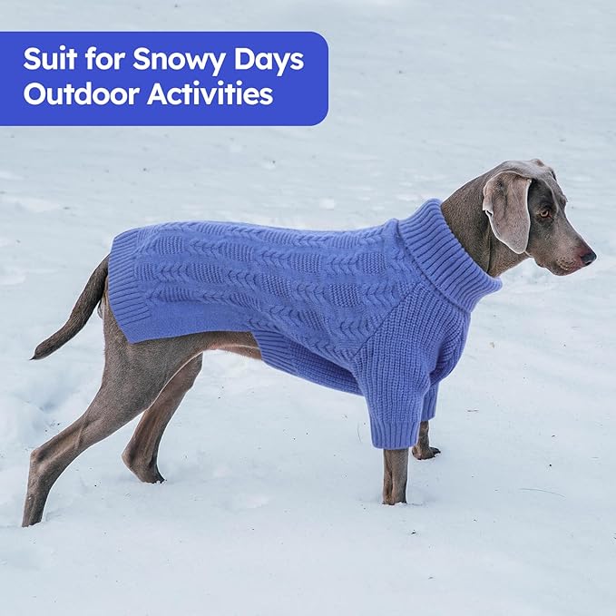 ASENKU XL Dog Sweater, Dogs Sweaters for Extra Large Dogs Girls Boys, Fall Winter Turtleneck Pullover Pet Christmas Sweatshirt, Blue XL