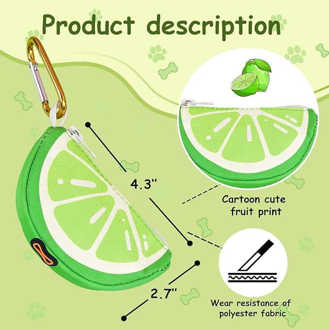 Dogs Poop Bags Holder Leash attachment with Carabiner Thin Potty Bag Carrier Dispenser,Lime,Medium