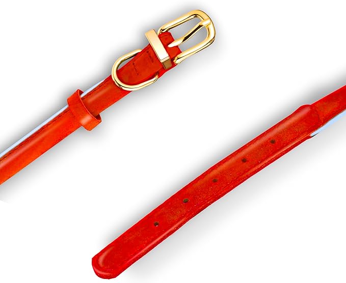OOPSDOGGY Reflective Rolled Leather Dog Collar Adjustable Soft Padded Pet Collar for Small Medium Large Breed Dogs (Red, XXL, 20"-24")