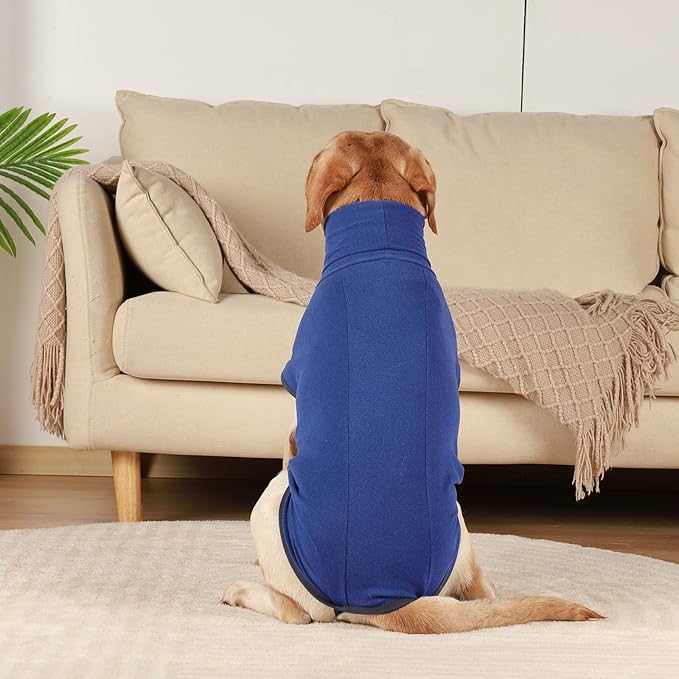 ROZKITCH Dog Winter Coat Soft Pullover Pajamas with Built-in Leash Hole, Pet Windproof Warm Cold Weather Jacket Vest Cozy Jumpsuit Apparel Outfit Clothes for Walking Hiking Travel Sleep Blue S