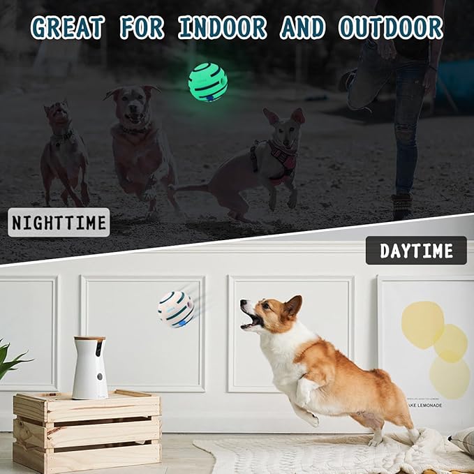 HYQ Glowing Interactive Dog Toy Ball - Squeaky for Small, Medium, Large Dogs and Puppies - Keeps Them Busy (Glow Ball, 2.75 Inch)