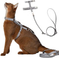 Cat Harness and Leash Set - Grey Lightweight Soft Kitten Harness Escape Proof, Adjustable Travel Pet Harness for Walking，Easy Control Comfortable Outdoor (Grey, One Size Fits All)