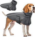SlowTon Winter Dog Coat, Warm Polar Fleece Lining Doggie Outdoor Jacket with Turtleneck Scarf Reflective Stripe Adjustable Waterproof Windproof Puppy Vest Soft Pet Outfits (M,Grey)