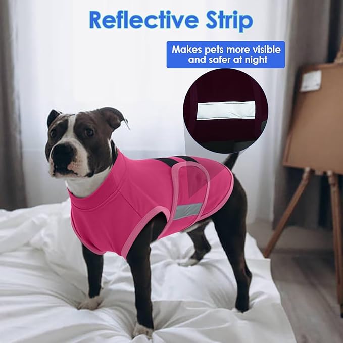 MIGOHI Dog Anxiety Relief Coat,Comfort Anxiety Vest for Dogs,Adjustable Anxiety Calming Wrap for Fireworks,Thunderstorms,Travel, Separation, Dog Anxiety Jacket for Small Dogs,S,Rosered