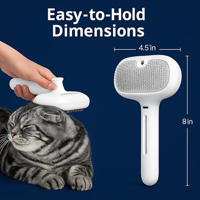 Dog Shower Brush, Freshfur Shower Brush + Bathing Solution, 3 in 1 Self Cleaning Steamy Pet Brushes, Dog Grooming Tool for Long & Short Hair, Removes Loose Hair Reduces Shedding (White)
