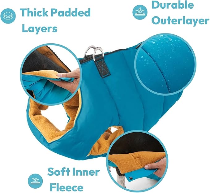 Gooby Padded Vest Dog Jacket - Solid Green, X-Small - Warm Zip Up Vest Fleece Jacket with Dual D Ring Leash Water Resistant for Small to Medium Dogs