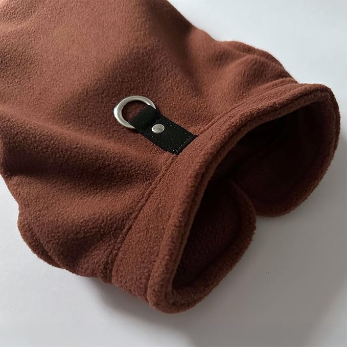 JACKO & CO - Fleece Vest Dog Sweater with Leash Ring - Soft, Warm & Lightweight Pullover Coat for Small & Medium Dogs, Puppies & Cats - Cozy Fall/Winter/Spring Pet Jacket (Brown, XXL 25-35lbs)