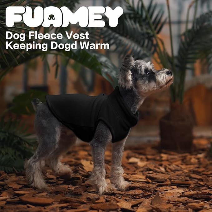 FUAMEY Dog Fleece Vest for Large Dogs,Warm Stretchy Dog Sweatshirts Pullover with Leash Hole Dogs Sweater Soft Pet Turtleneck Cozy Pet Vest Lightweight Sleeveless Black L