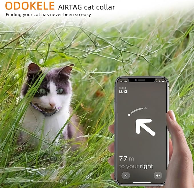 Airtag Cat Collar Breakaway, Odokele Reflective Cats Collars with Apple Air Tag Holder for Kitten, Cat GPS Tracker Adjustable Collars with Safety Quick Release Buckle for Kitties and Puppies - Teal