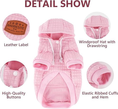 2 Pack Dog Hoodie Sweaters for Small Medium Dogs Warm Dog Clothes for Large Dogs Soft Waffle-Like Laminated Sweatshirt Bulldog (Pink+Purple, XL (Back: 23.5",Chest: 32.5", Neck: 21"))
