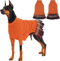 IECOii Girl XXL Dog Sweater Dress, Cozy Cable Knit Dog Sweater for Large Dogs Girl, Orange, XXLarge, 2XL Pet Pullover Knitted Dress for Winter, Turleneck with Sleeve, Warm Sweaters for Female Pitbull