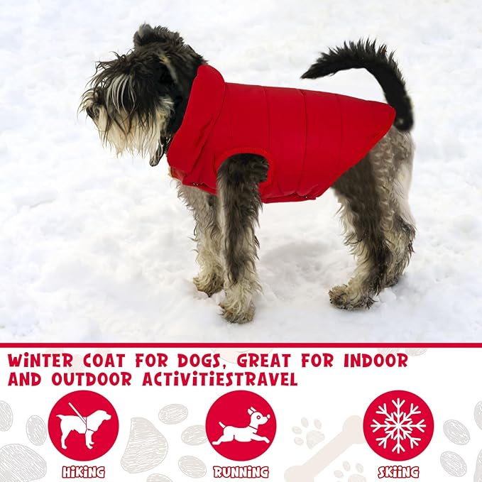 Syhood 2 Pieces Dog Jacket 2 Layers Fleece Lined Dog Jacket Warm Soft Windproof Small Pet Coat for Winter Cold Weather(M,Red,Pink)
