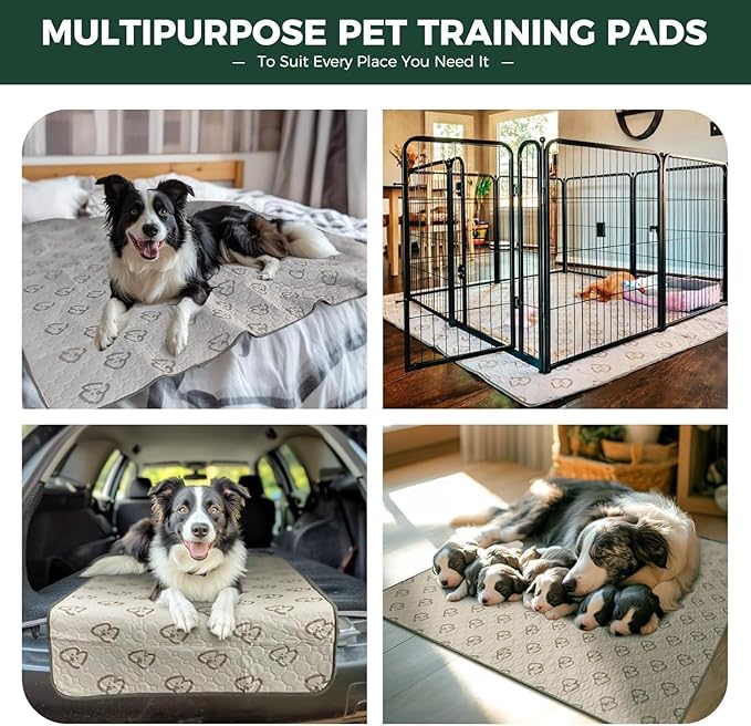 FXW Washable Pee Pads for Dogs, Puppy Pads with Super Absorbent, Specifically Designed for Whelping Box, 47" Round, Khaki, 2 Packs