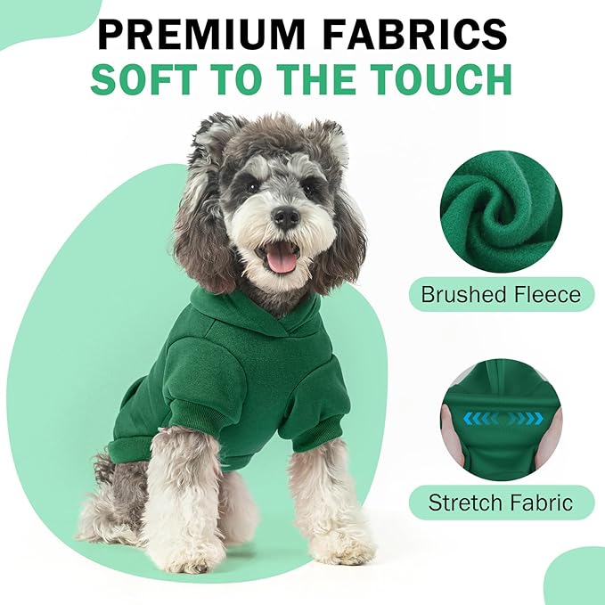SCENEREAL Dog Hoodie Sweaters for Small Medium Large Size Dogs, Fleece Dog Sweatshirt with Hat and Pocket,Soft Cold Winter All Weather Dog Clothes for S to XL Sized Dogs, Green XL