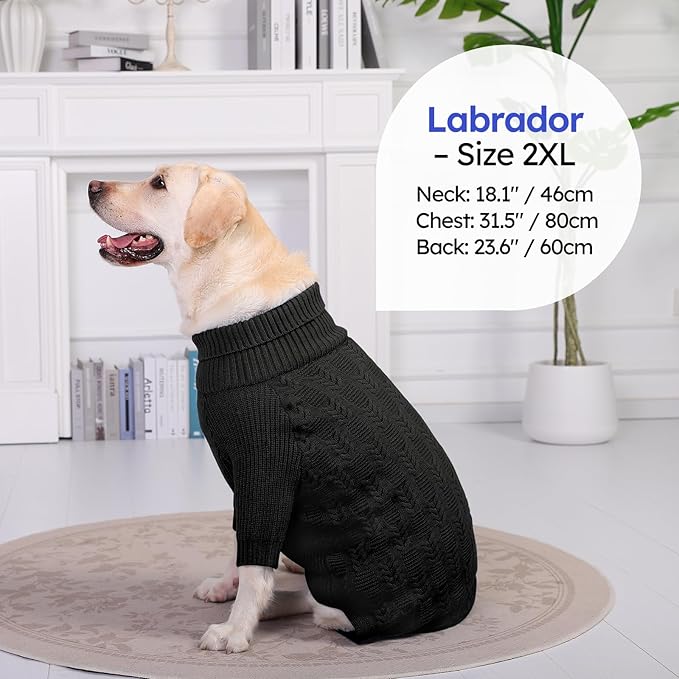 ASENKU XL Dog Sweater, Dogs Sweaters for Extra Large Dogs Girls Boys, Fall Winter Turtleneck Pullover Pet Christmas Sweatshirt for Beagle Corgi (Grey,XL)