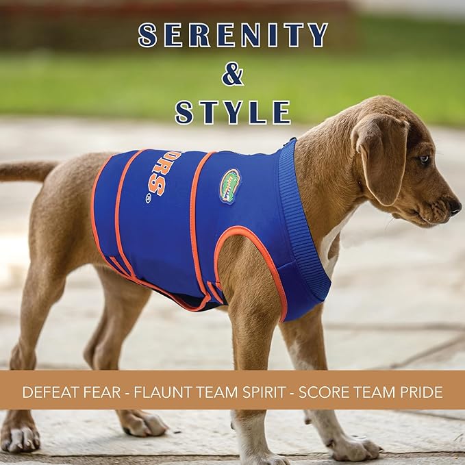 NCAA Florida Gators Dog Anxiety Shirt Calming Soothing Vest, for Dogs & Cats with Anxiety, Fears, Fireworks, Loud Noises, Dark, Lonely Keeps Dogs Calm & Feeling Safe, Relaxing Jacket, Small
