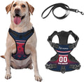 Custom New England Dog Harness with Reflective Stripes Personalized Name and Number Dog Vest Harness with Pet Traction Rope for Small Medium Large Dog