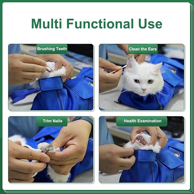 HDKUW Cat Grooming Bag,Foldable Travel Carrier for Cats,Anti-Bite Anti-Scratch Cat Grooming Restraint Bag,Pet Carrier for Administering Eye Drops,Ear Cleaner,Clipping Nails (Black, L)
