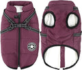 Aiboria Dog Jackets for Winter Windproof Waterproof 2 in 1 Outfit Cold Weather Coat Dog Vest Harness Puppy Winter Warm Jacket Purple XXL
