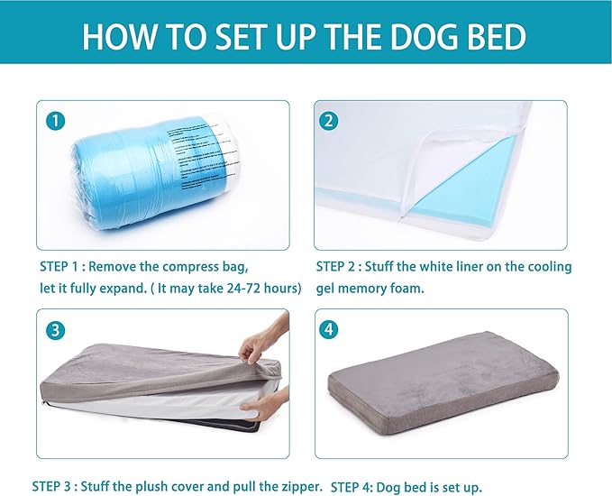 Orthopedic Memory Foam Dog Bed, Cooling Dog Beds for Extra Large Dogs -Waterproof Pet Bed for Crate with Removable Washable Cover, XL(41inch,90Lbs)