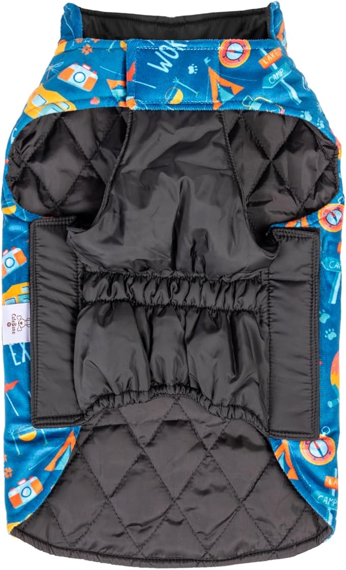 CuteBone Winter Dog Windproof Jacket Reversible Vest - Thick Soft Coat with Leash Hole for Small to Large Dogs
