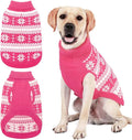 KOOLTAIL Cable Knit Dog Sweater Turtleneck, Cold Weather Pullover Classic Knitwear, Snowflake Pattern Thick Warm Winter Pet Clothes,Dog Christmas Sweater for Small Medium Large Dogs,Pink XL