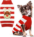 PETCARE Reindeer Christmas Dog Sweater Red Striped Cat Sweater Cartoon Elk Pet Vest Holiday Dog Clothes Puppy Sweaters for Small Medium Large Dogs Cats Fall Winter Outfits Xmas Dogs Costume,Large