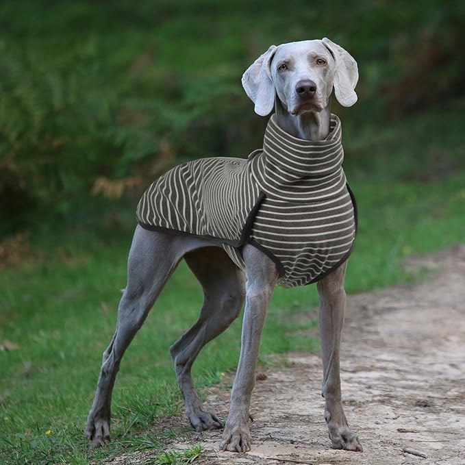 ROZKITCH Dog Winter Coat Soft Pullover Pajamas, Stripe Pet Windproof Warm Cold Weather Jacket Vest Cozy Jumpsuit Apparel Outfit Clothes for Walking Hiking Travel Sleep Stripe 2XS