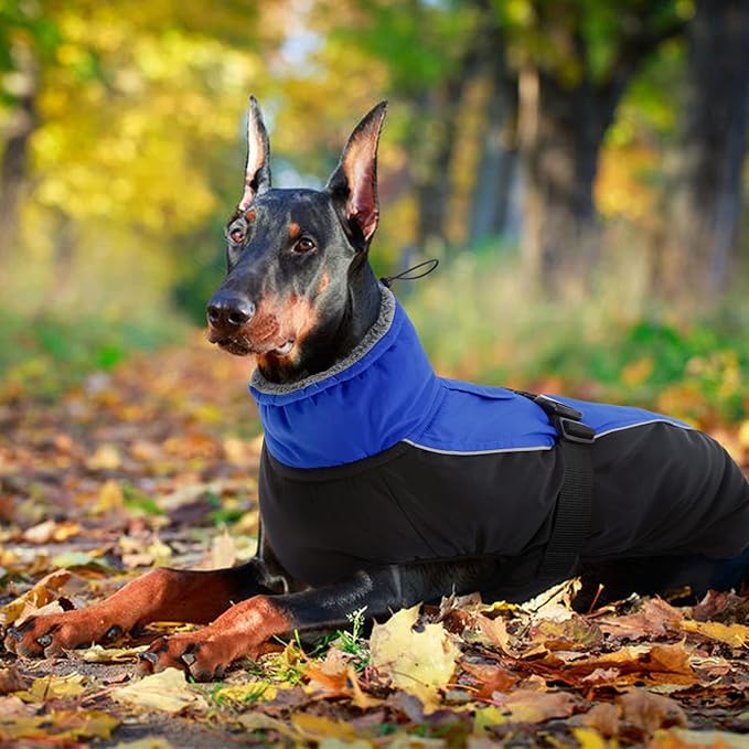 IDOMIK Dog Winter Coat, Reflective Waterproof Dog Jacket for Cold Weather, Warm Pet Coats for Small Medium Large Dogs, High Collar Doggy Fleece Snow Jacket, Winter Vest with Adjustable Buckle,3XL